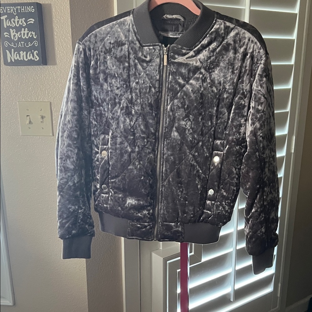Collection B Gray Velvet Bomber Jacket
